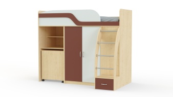 Кровать-чердак с рабочей зоной Мираж К22 BMS с лестницей