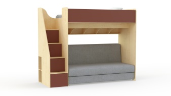 Кровать с диваном Пример 18 BMS из велюра