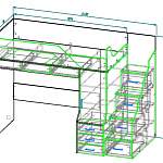 Чертеж Детская кровать с диваном Пиано 1 BMS