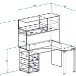Чертеж Компьютерный угловой стол Ванесса 13 BMS