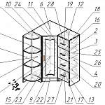 Чертеж Комод угловой Катерина-5 МДФ BMS