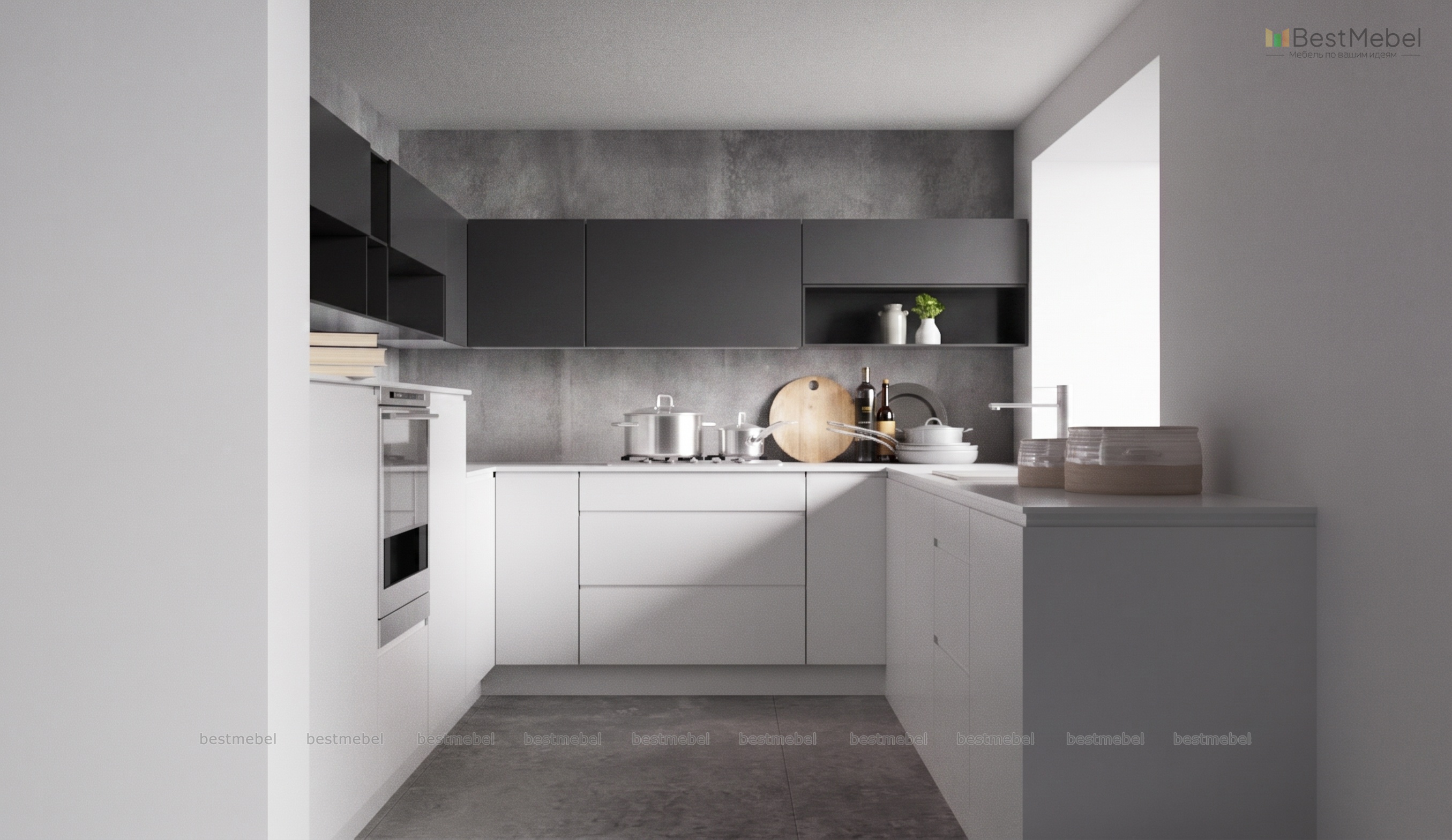 Кухня с открытыми полками Сигма BMS