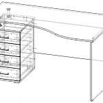 Чертеж Письменный стол Сокол КСТ-104.1 BMS