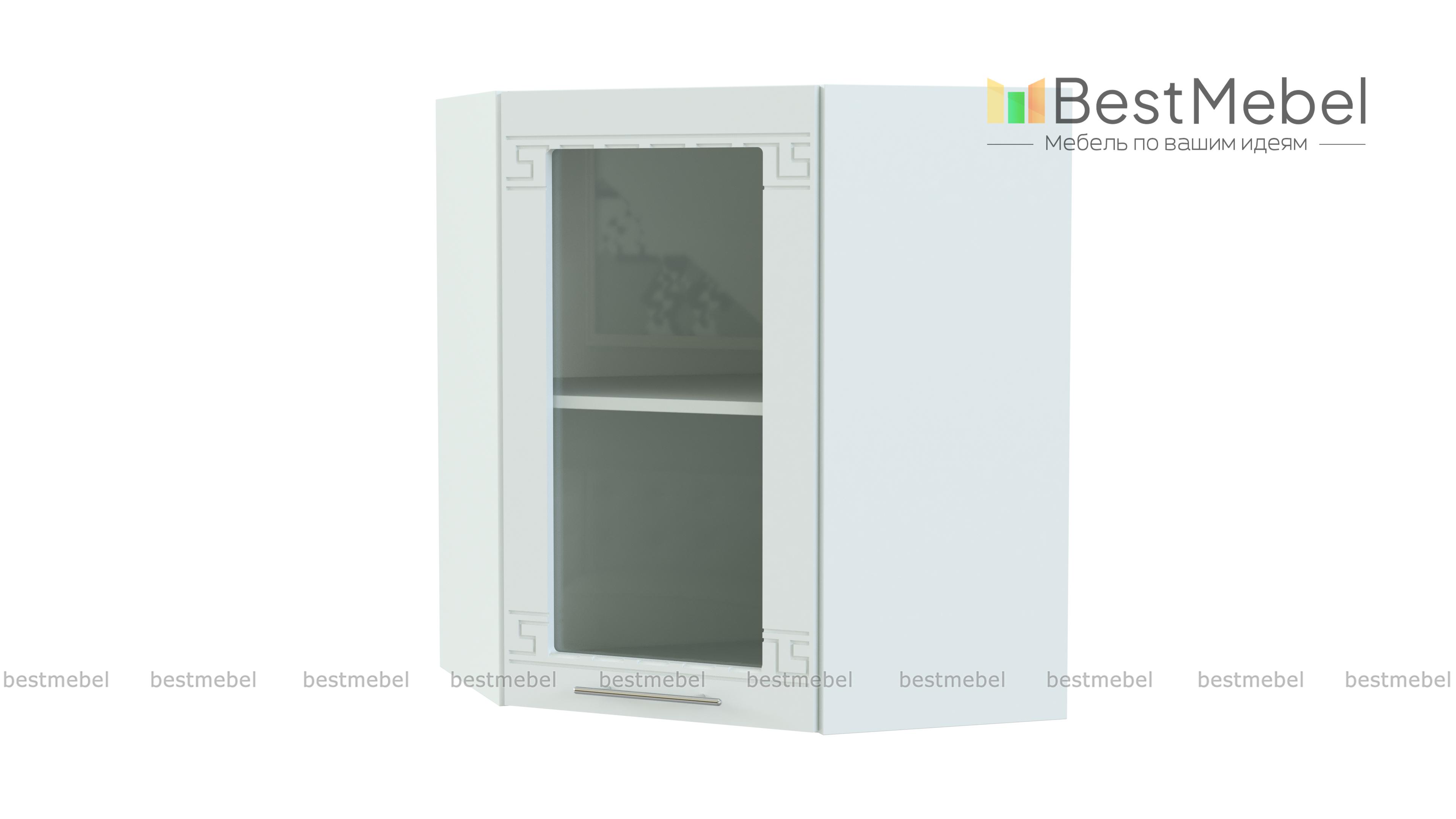 Шкаф навесной угловой со стеклом 590 Греция BMS - Фото