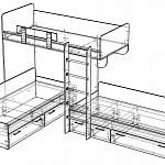 Чертеж Детская двухъярусная кровать ДМ-167 BMS
