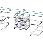 Чертеж Письменный стол для двоих Виктория 28 BMS