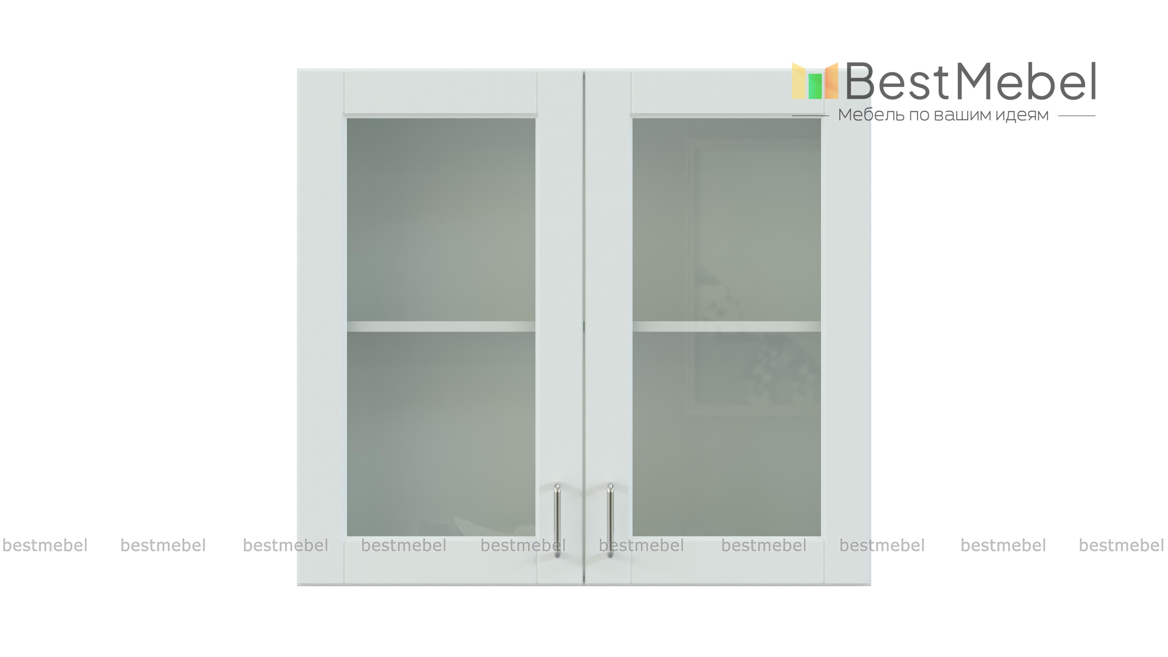 Шкаф навесной 2 двери со стеклом Изабелла BMS - Фото