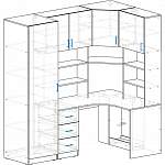 Чертеж Угловой компьютерный стол со шкафом Оникс BMS