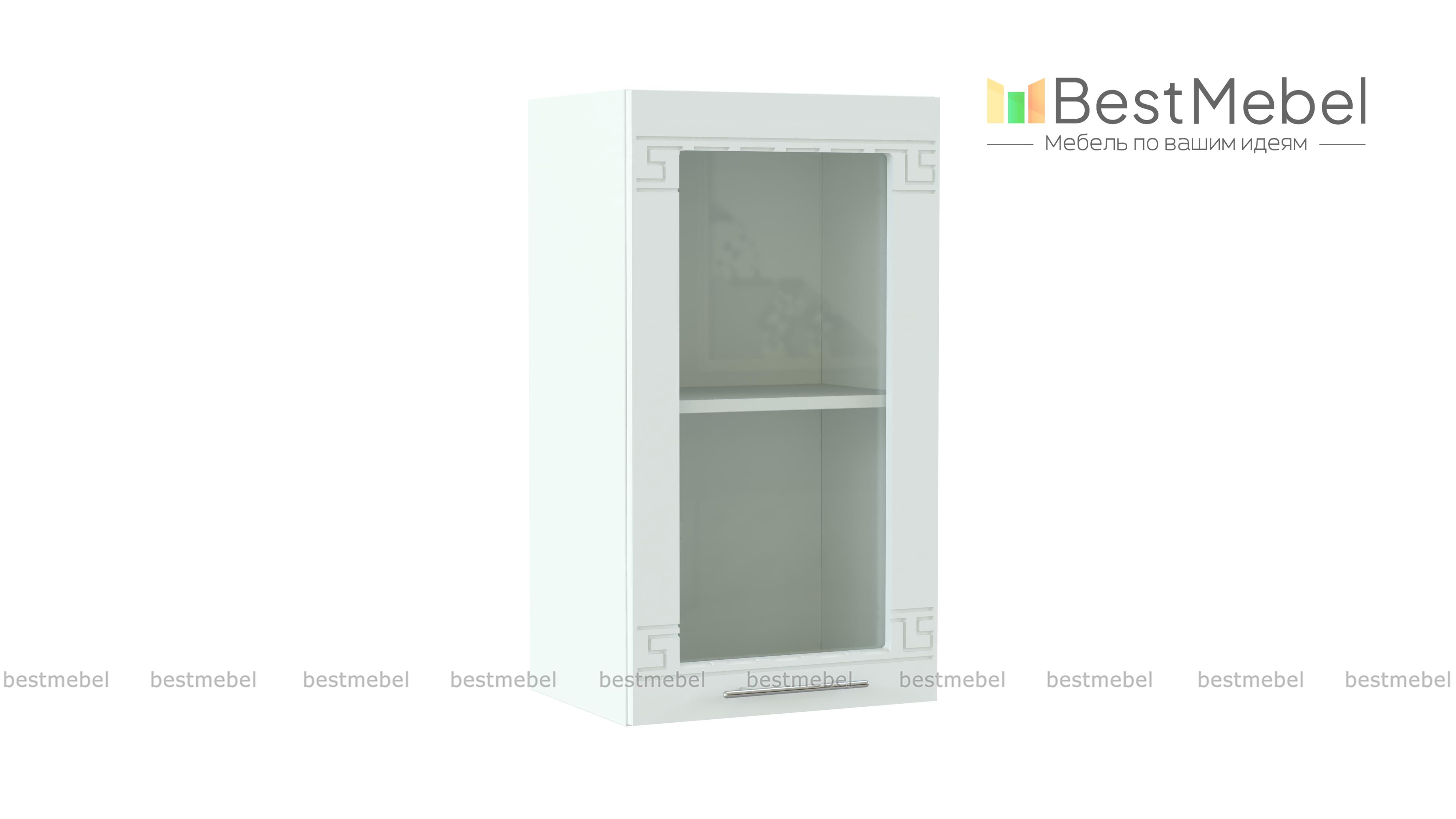 Шкаф навесной со стеклом 1 дверь Греция BMS - Фото