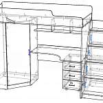 Чертеж Детская кровать Миф 4.3 с полками BMS