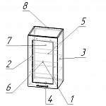 Чертеж Шкаф верхний с 1-ой остекленной дверцей Тетчер BMS