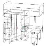 Чертеж Кровать-чердак со столом Ника 427 BMS