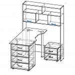 Чертеж Угловой письменный стол с надстройкой Тилли-01 BMS