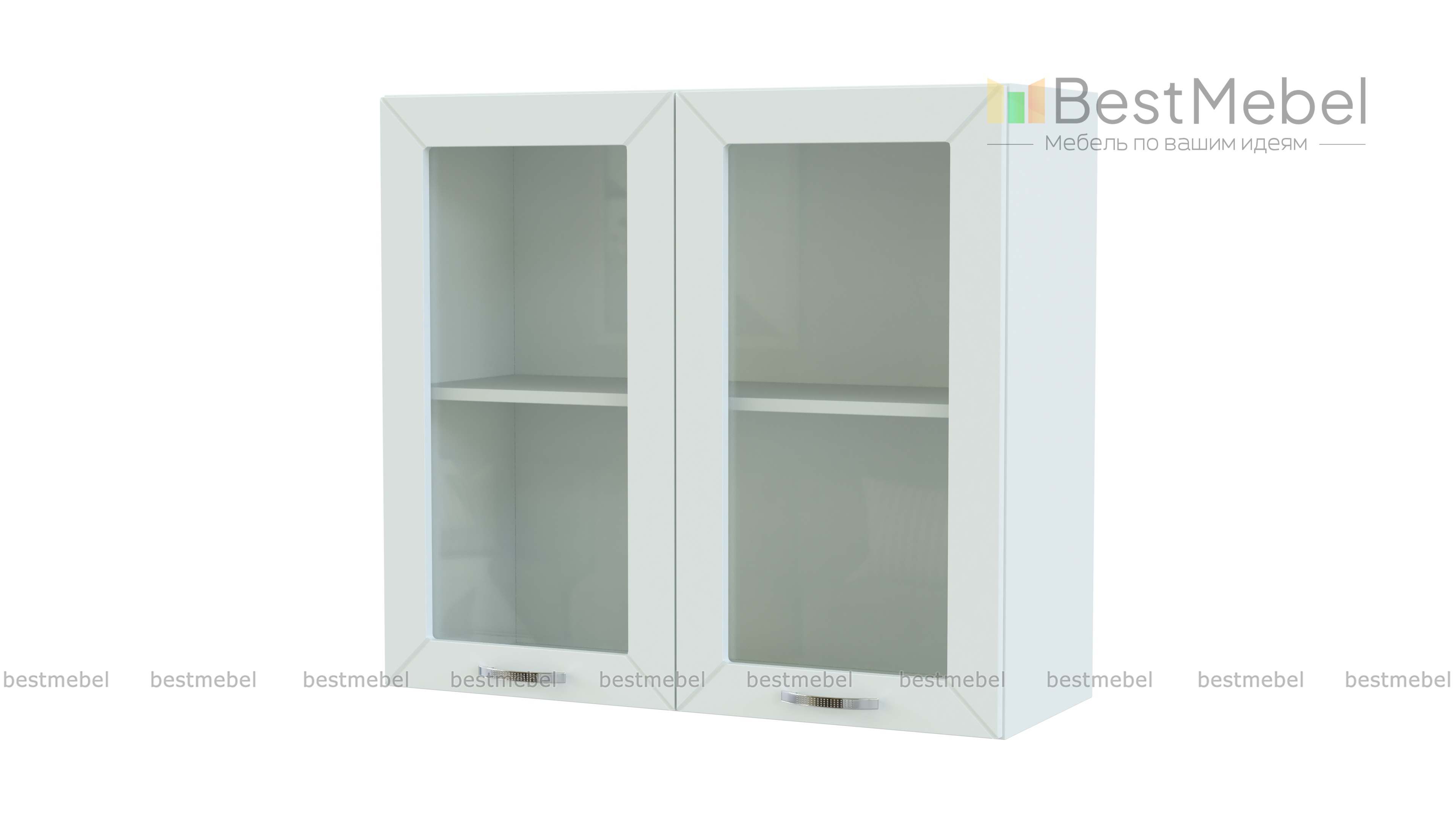 Шкаф верхний 2 двери со стеклом Агава BMS