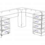 Чертеж Угловой письменный стол для двоих Виктория 25 BMS