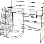 Чертеж Детская кровать Чердак с рабочей зоной BMS