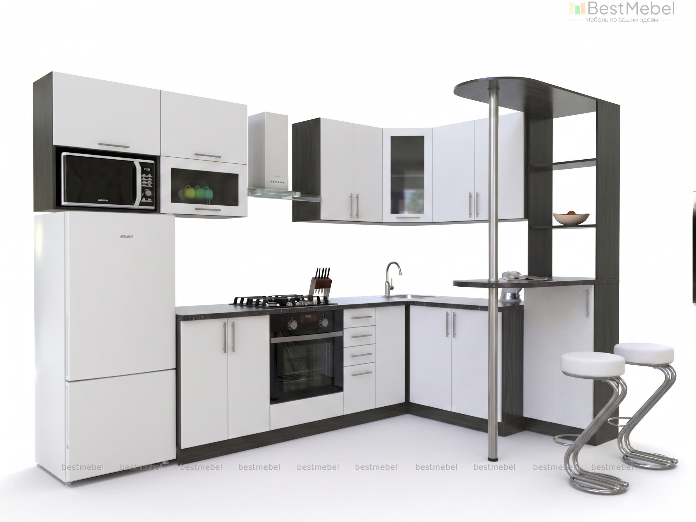 Кухня угловая с барной стойкой Камиль 3 BMS - Фото