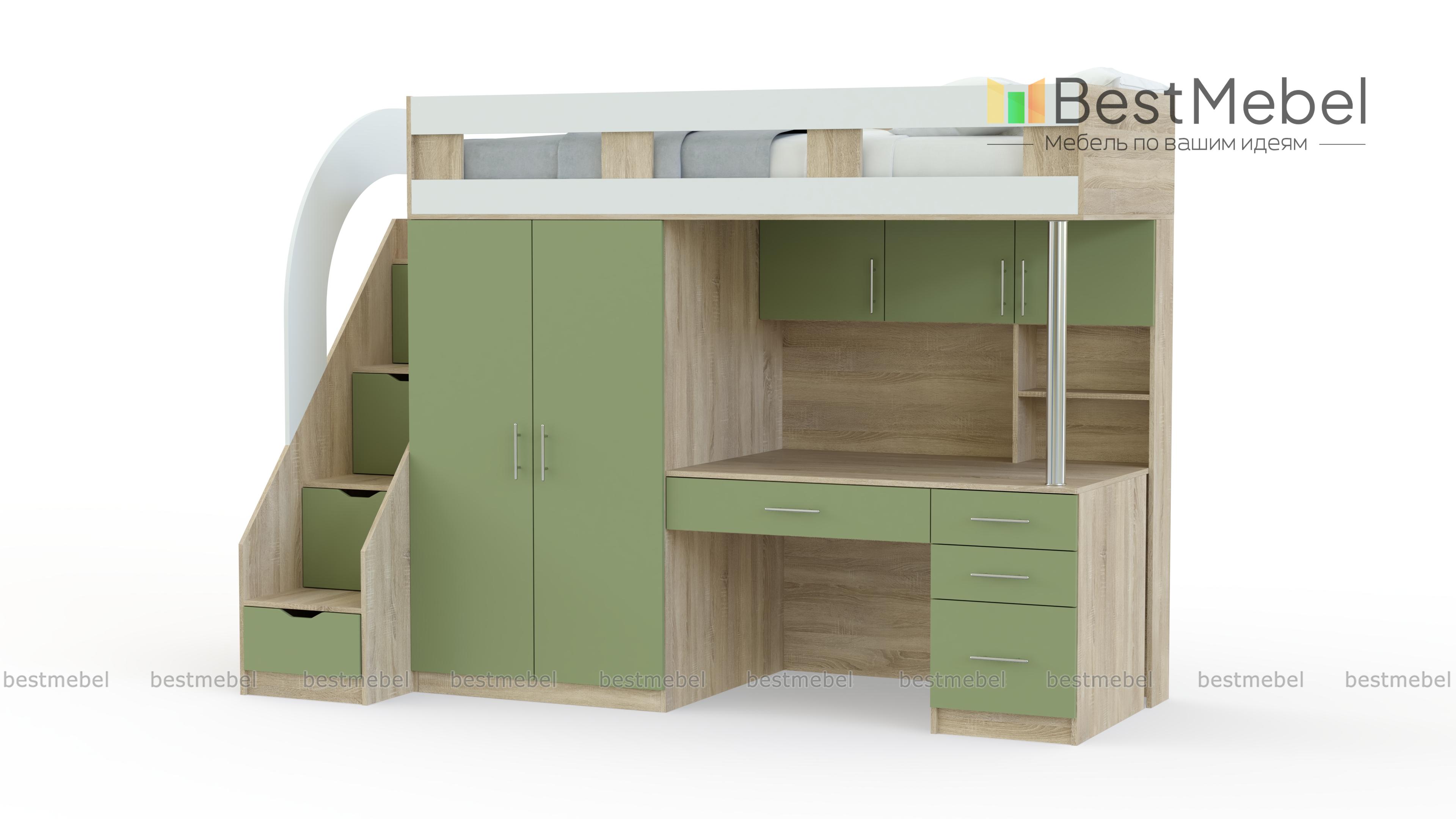 Кровать-чердак с рабочей зоной Мираж 5 BMS - Фото