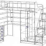 Чертеж Кровать-чердак Каролина 14 BMS